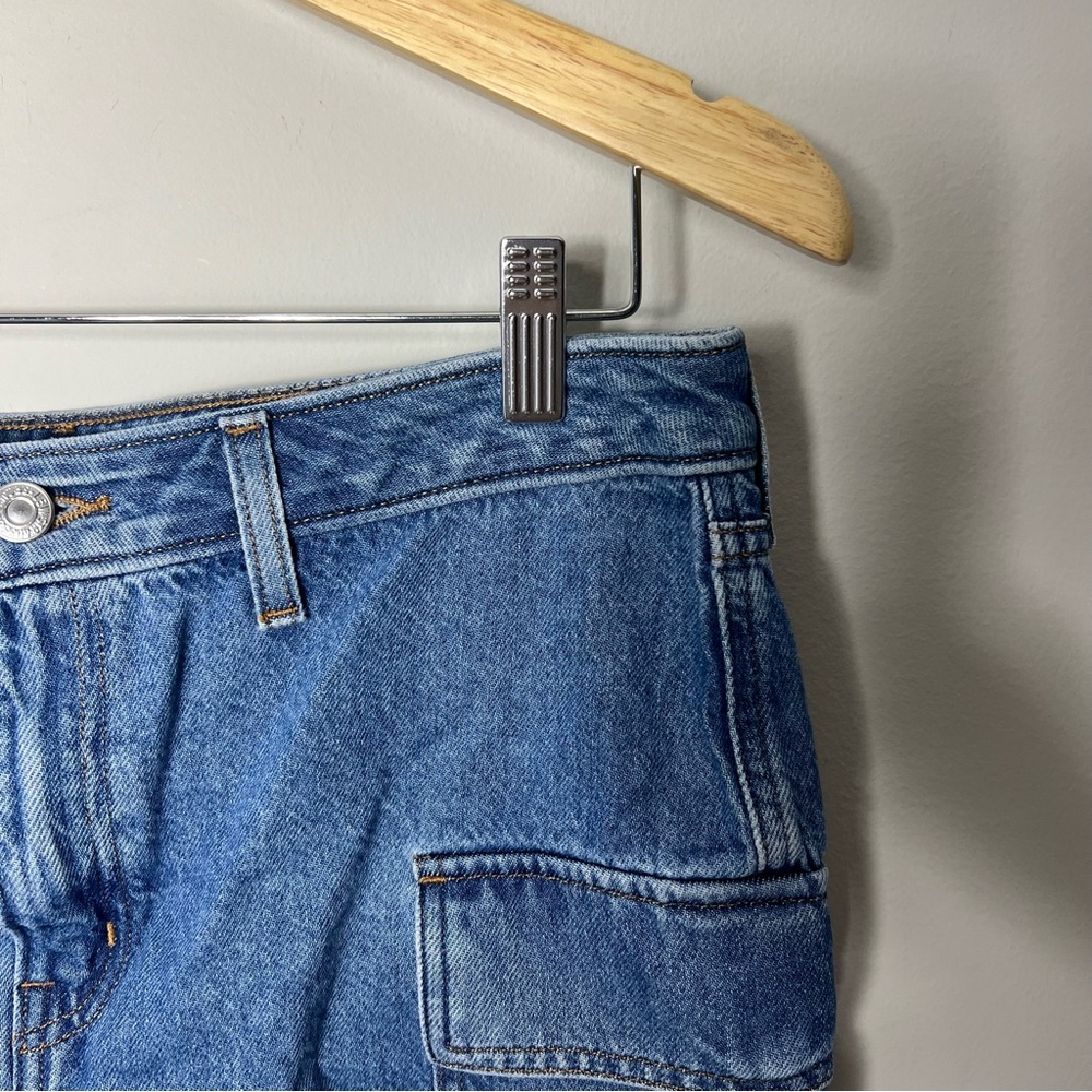 Levi’s 1994 Denim Jean Cargo Skirt Pockets Cotton Size 29 591 - Picture 2 of 8